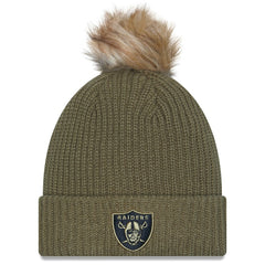Las Vegas Raiders New Era Women's 2025 Salute to Service Cuffed Knit Hat with Pom Dark Green | NFL