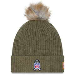Las Vegas Raiders New Era Women's 2025 Salute to Service Cuffed Knit Hat with Pom Dark Green | NFL