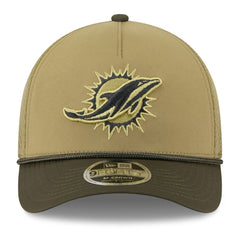 Miami Dolphins New Era Youth 2025 Salute to Service 9FORTY A-Frame Adjustable Hat Green/Dark Green | NFL