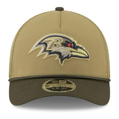 Baltimore Ravens New Era Youth 2025 Salute to Service 9FORTY A-Frame Adjustable Hat Green/Dark Green | NFL