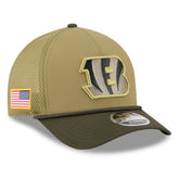 Cincinnati Bengals New Era Youth 2025 Salute to Service 9FORTY A-Frame Adjustable Hat Green/Dark Green | NFL