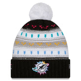 Miami Dolphins New Era Women's 2025 NFL Crucial Catch Cuffed Knit Hat with Pom Black | NFL