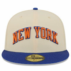 New York Knicks 2025/26 City Edition 59FIFTY Fitted Hat Cream/Blue - NBA