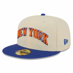 New York Knicks 2025/26 City Edition 59FIFTY Fitted Hat Cream/Blue - NBA