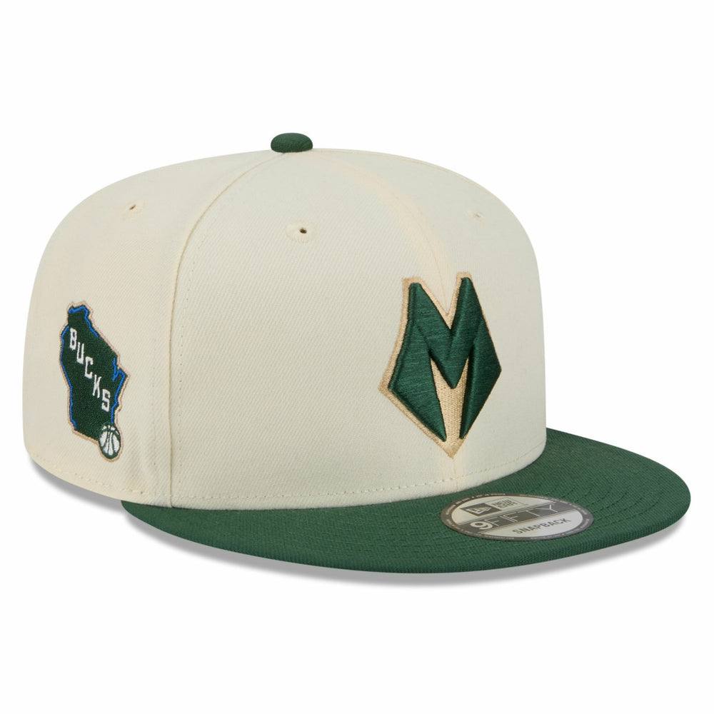 Milwaukee Bucks 2025/26 City Edition 9FIFTY Snapback Hat Tan/Hunter Green - NBA