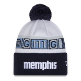 Memphis Grizzlies 2025/26 City Edition Cuffed Knit Hat with Pom Navy/White - NBA
