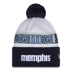 Memphis Grizzlies 2025/26 City Edition Cuffed Knit Hat with Pom Navy/White - NBA