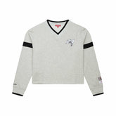 Tampa Bay Buccaneers Women's Cropped V-Neck Sweatshirt Gray | Mitchell & Ness