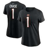 Ja'Marr Chase Cincinnati Bengals Women's Player Name & Number T-Shirt Black | Nike for Sale