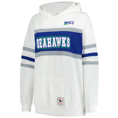 Seattle Seahawks Women's Plus Size Head Coach Throwback Pullover Hoodie White | Mitchell & Ness