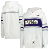 Baltimore Ravens Women's Plus Size Head Coach Throwback Pullover Hoodie White | Mitchell & Ness