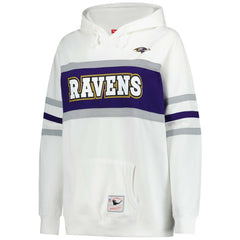 Baltimore Ravens Women's Plus Size Head Coach Throwback Pullover Hoodie White | Mitchell & Ness