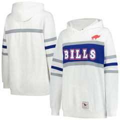 Buffalo Bills Women's Plus Size Head Coach Throwback Pullover Hoodie White | Mitchell & Ness