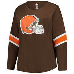 Cleveland Browns Women's Plus Size Redzone 3/4-Sleeve Scoop Neck T-Shirt Brown | Fanatics