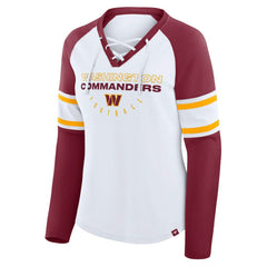 Washington Commanders Women's Plus Size Redzone Lace Up Long Sleeve T-Shirt White | Fanatics