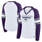 Baltimore Ravens Women's Plus Size Redzone Lace Up Long Sleeve T-Shirt White | Fanatics