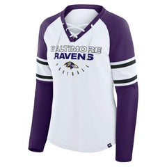 Baltimore Ravens Women's Plus Size Redzone Lace Up Long Sleeve T-Shirt White | Fanatics
