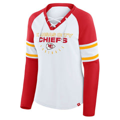 Kansas City Chiefs Women's Plus Size Redzone Lace Up Long Sleeve T-Shirt White | Fanatics