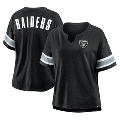 Las Vegas Raiders Women's Plus Size Redzone Notch Neck T-Shirt Black | Fanatics
