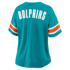 Miami Dolphins Women's Plus Size Redzone Notch Neck T-Shirt Aqua | Fanatics
