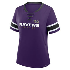 Baltimore Ravens Women's Plus Size Red Zone Athena Lace-Up V-Notch Neck T-Shirt Purple | Fanatics