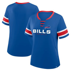 Buffalo Bills Women's Plus Size Red Zone Athena Lace-Up V-Notch Neck T-Shirt Royal | Fanatics