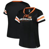Cincinnati Bengals Women's Plus Size Red Zone Athena Lace-Up V-Notch Neck T-Shirt Black | Fanatics