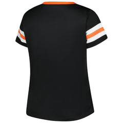 Cincinnati Bengals Women's Plus Size Red Zone Athena Lace-Up V-Notch Neck T-Shirt Black | Fanatics