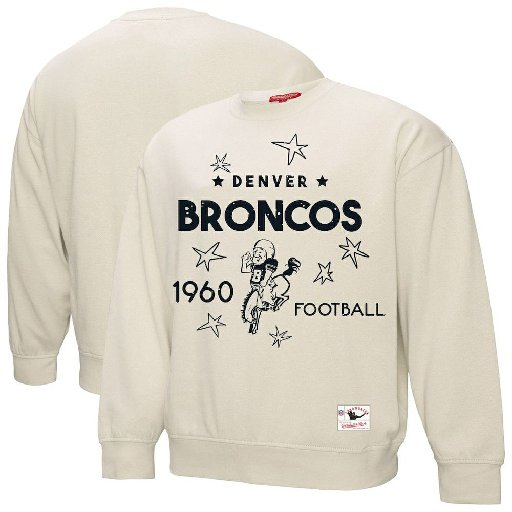 Denver Broncos Women's Plus Size Shooting Star Sweatshirt Cream | Mitchell & Ness