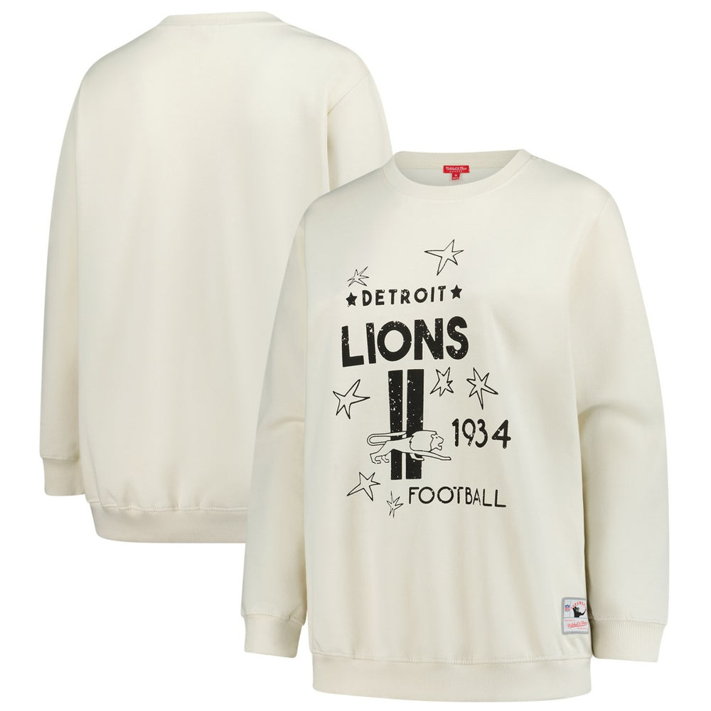 Detroit Lions Women's Plus Size Shooting Star Sweatshirt Cream | Mitchell & Ness