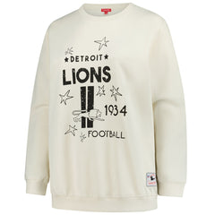 Detroit Lions Women's Plus Size Shooting Star Sweatshirt Cream | Mitchell & Ness