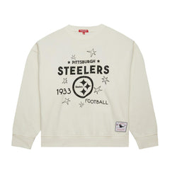 Pittsburgh Steelers Women's Plus Size Shooting Star Sweatshirt Cream | Mitchell & Ness