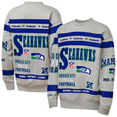 Seattle Seahawks Youth Throwback All-Over Print Fleece Sweatshirt Gray | Mitchell & Ness