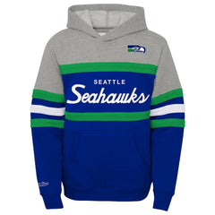 Seattle Seahawks Youth Throwback Head Coach Pullover Hoodie Royal | Mitchell & Ness