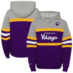 Minnesota Vikings Youth Throwback Head Coach Pullover Hoodie Purple | Mitchell & Ness