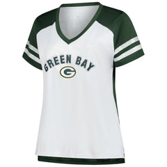 Jordan Love Green Bay Packers Women's Plus Size Bling V-Neck T-Shirt White | Fanatics