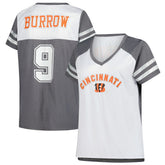 Joe Burrow Cincinnati Bengals Women's Plus Size Bling V-Neck T-Shirt White | Fanatics