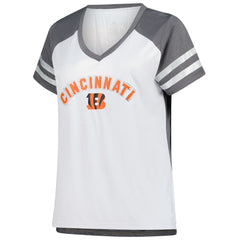 Joe Burrow Cincinnati Bengals Women's Plus Size Bling V-Neck T-Shirt White | Fanatics