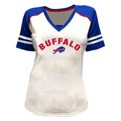 Josh Allen Buffalo Bills Women's Plus Size Bling V-Neck T-Shirt White | Fanatics