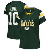 Jordan Love Green Bay Packers Women's Plus Size Name & Number Raglan Lace V-Neck T-Shirt Green | Fanatics