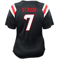 C.J. Stroud Houston Texans Women's Plus Size Name & Number Raglan Lace V-Neck T-Shirt Navy | Fanatics