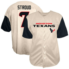 C.J. Stroud Houston Texans Big & Tall Baseball Button-Up Shirt Cream | Fanatics