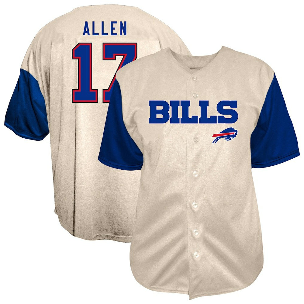 Josh Allen Buffalo Bills Big & Tall Baseball Button-Up Shirt Cream | Fanatics