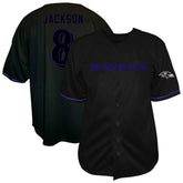 Lamar Jackson Baltimore Ravens Big & Tall Baseball Button-Up Shirt Black | Fanatics