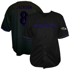 Lamar Jackson Baltimore Ravens Big & Tall Baseball Button-Up Shirt Black | Fanatics