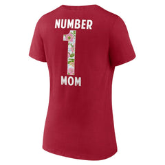 San Francisco 49ers Women's Number 1 Mom Floral V-Neck T-Shirt Scarlet | NFL