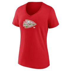 Kansas City Chiefs Women's Number 1 Mom Floral V-Neck T-Shirt Red | NFL