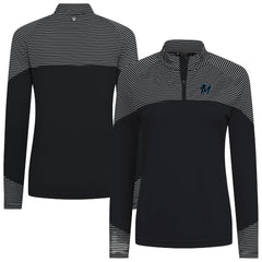 Miami Marlins Levelwear Women's Classic Stripes Insignia 2.0 Raglan Quarter-Zip Top - MLB
