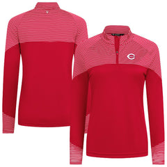 Cincinnati Reds Levelwear Women's Classic Stripes Insignia 2.0 Raglan Quarter-Zip Top - MLB
