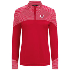 Cincinnati Reds Levelwear Women's Classic Stripes Insignia 2.0 Raglan Quarter-Zip Top - MLB